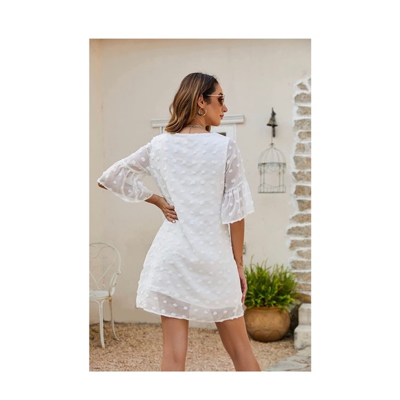 White cotton dot shift dress XXL nwot - Picture 3 of 9